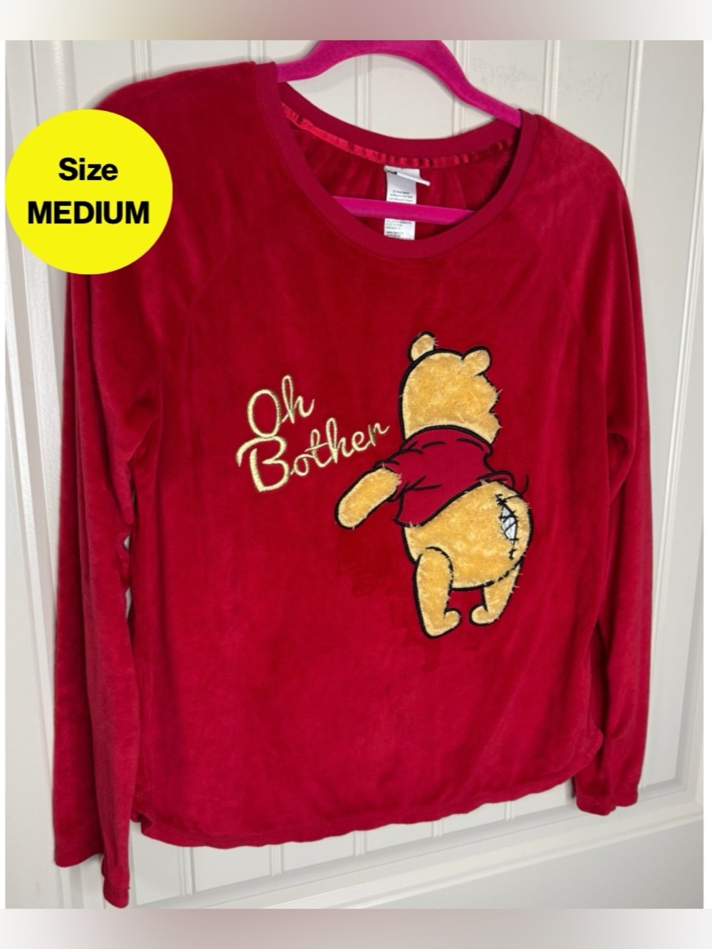 2/for $20 🪩 POOH BEAR Cozy Velour Shirt, Sleepwear (Size Medium)